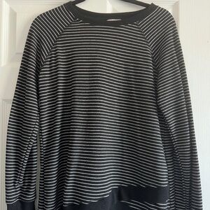 Danskin Striped Pullover Sweatshirt Black White Raglan Thumbholes Athletic S